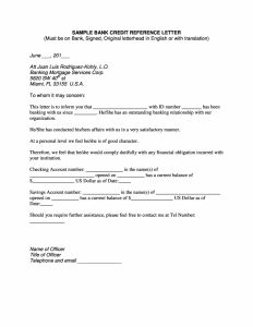 010 Credit Reference Letter Template Free Bank Templates At