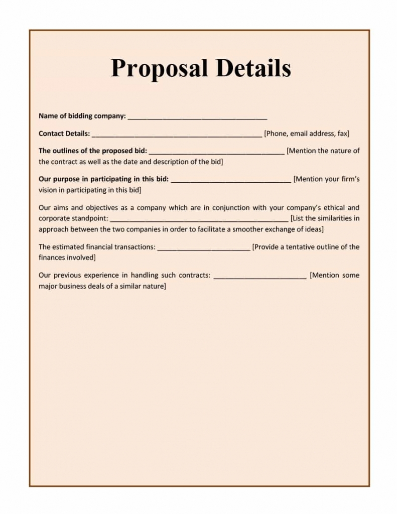 10+ Bid Proposal Templates Free Download!! - Templates Study