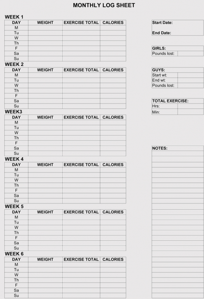 12+ Blank Workout Log Sheet Templates To Track Your Progress