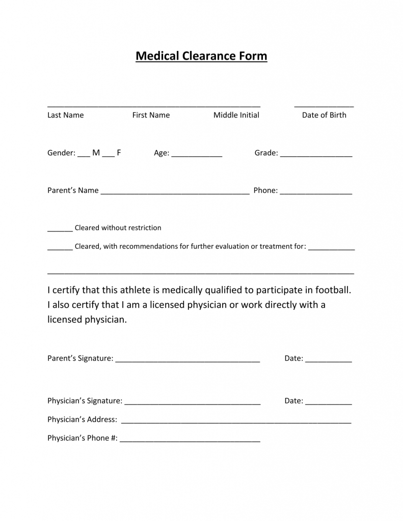 29+ Medical Clearance Form Examples