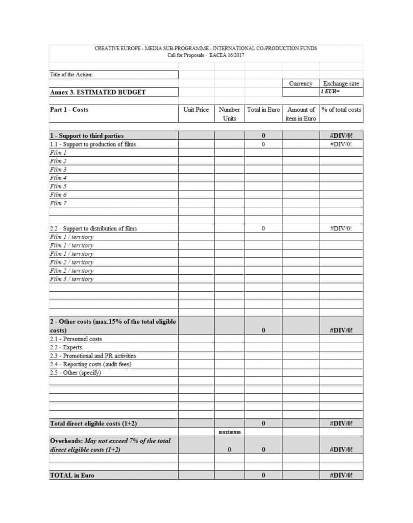 Free Film Budget Templates | Template Business Format