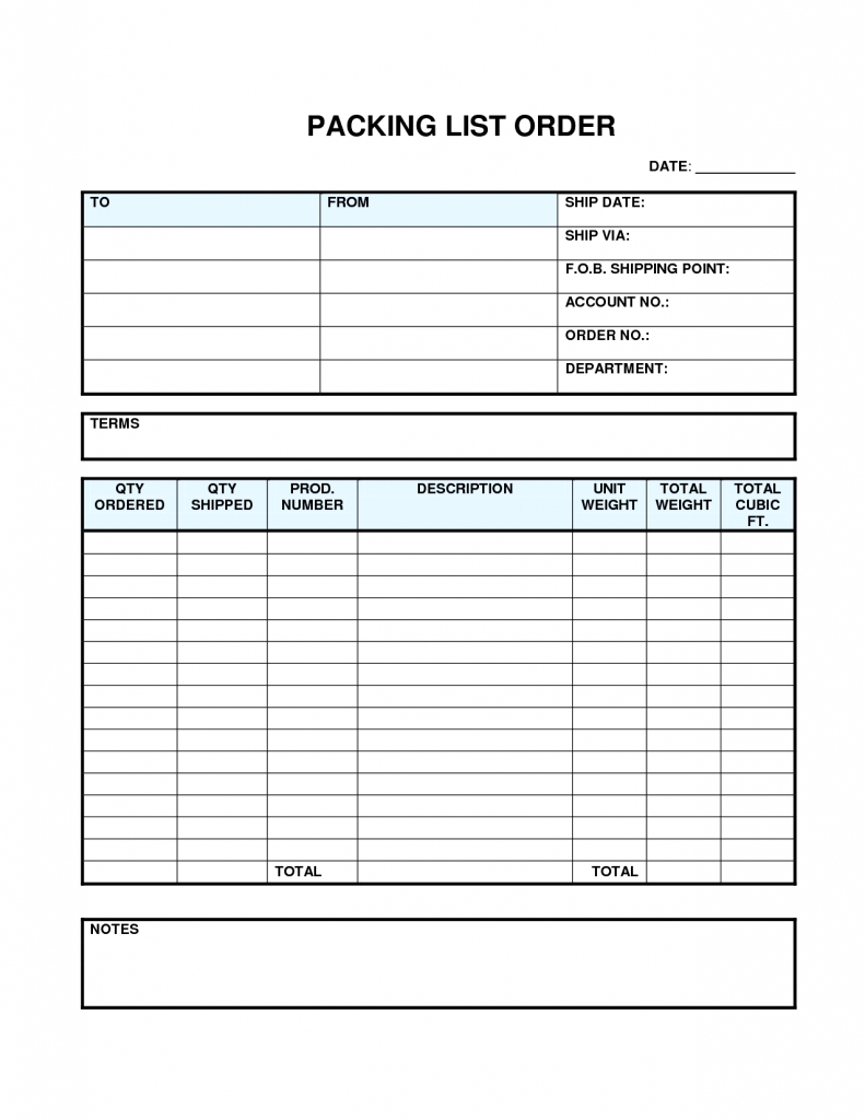 4 Best Images Of Printable List Forms Blank Free Packing Template