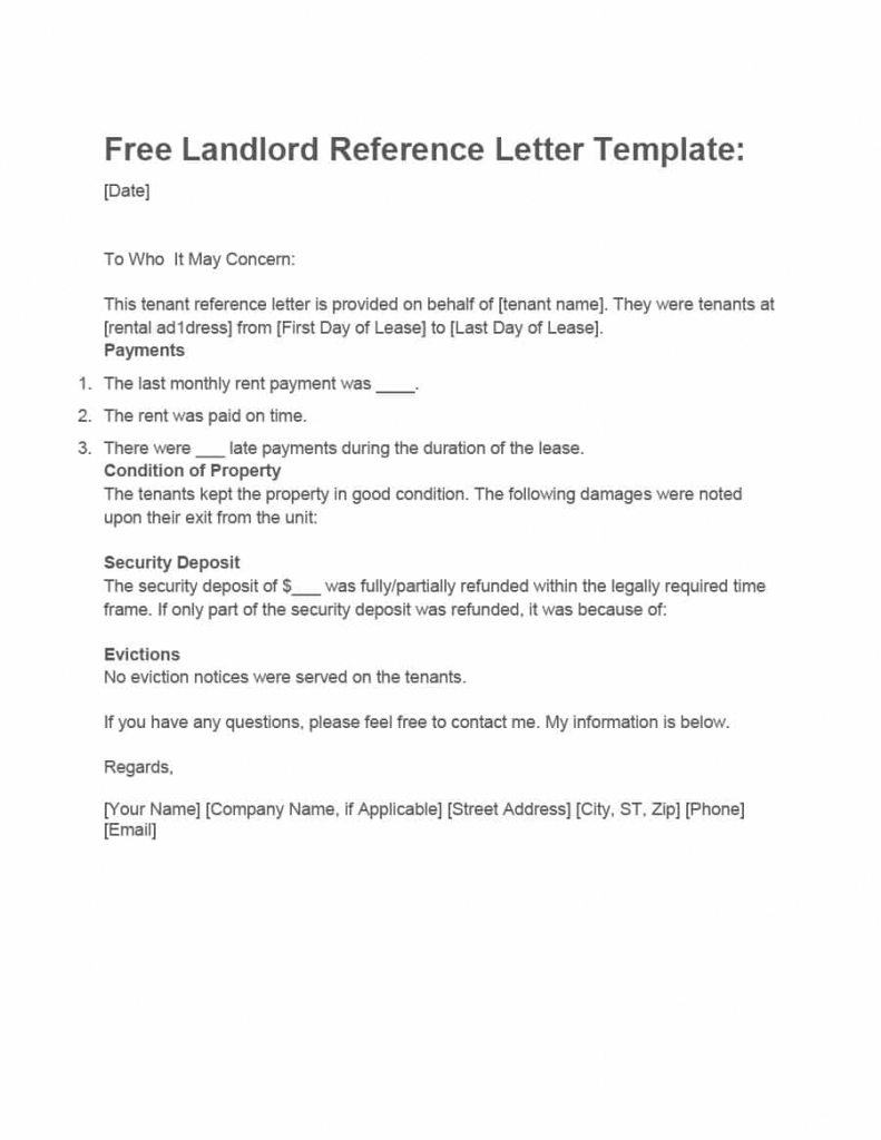 Tenant Reference Letter Samples