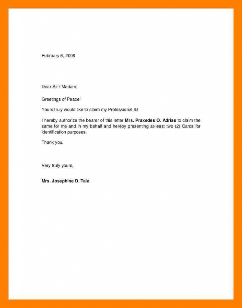 Authorization Letter To Pick Up Goods