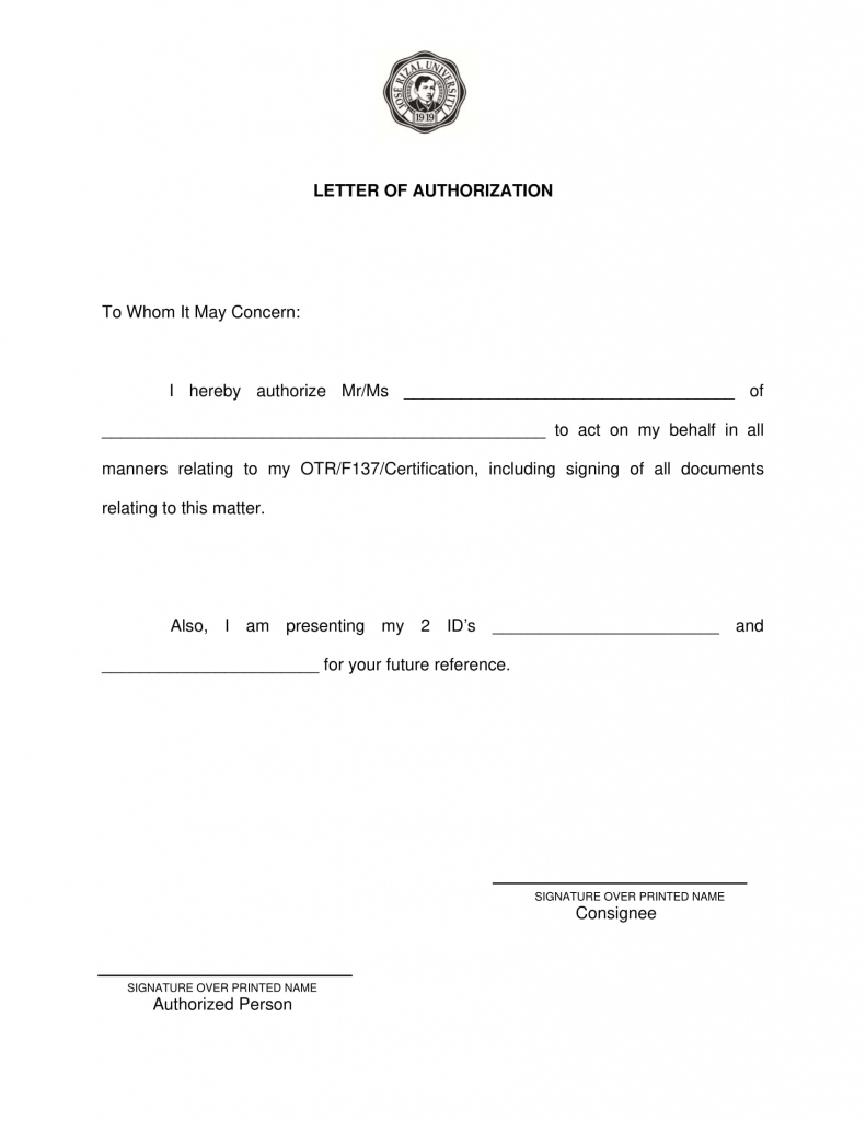 Authorization Letter Sample Business Mentor - Riset