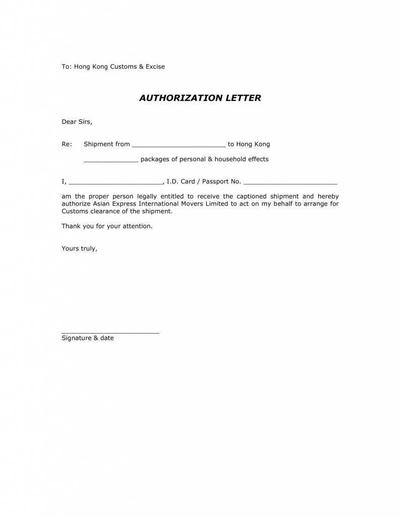 Sample Authorization Letter To Claim | Template Business Format