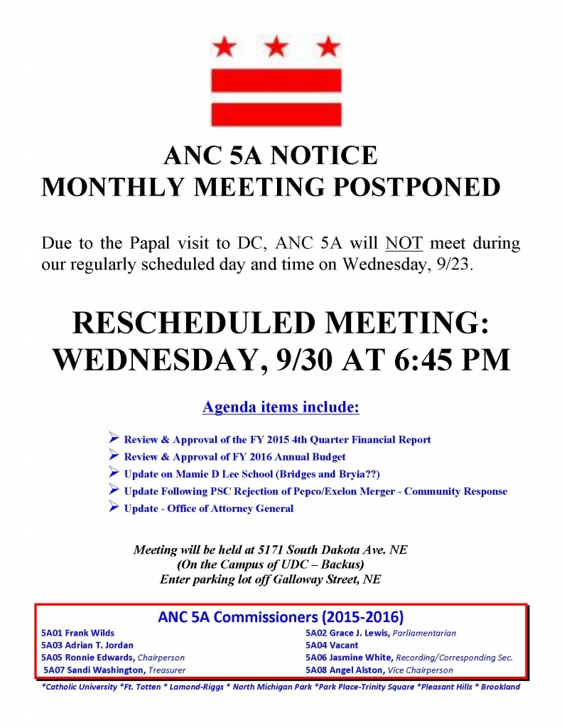 Anc 5A Meeting Rescheduled For September 30 | Next Stopriggs Park