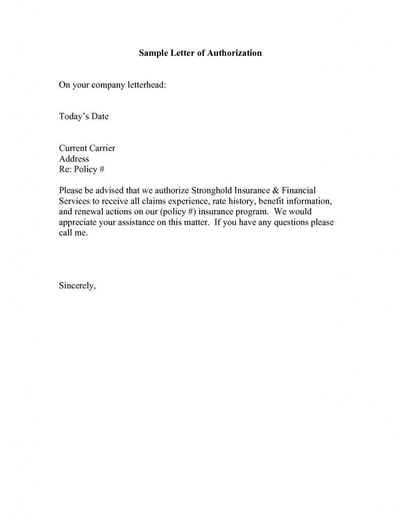 Authorization Letter For Pick Up  Template Business Format