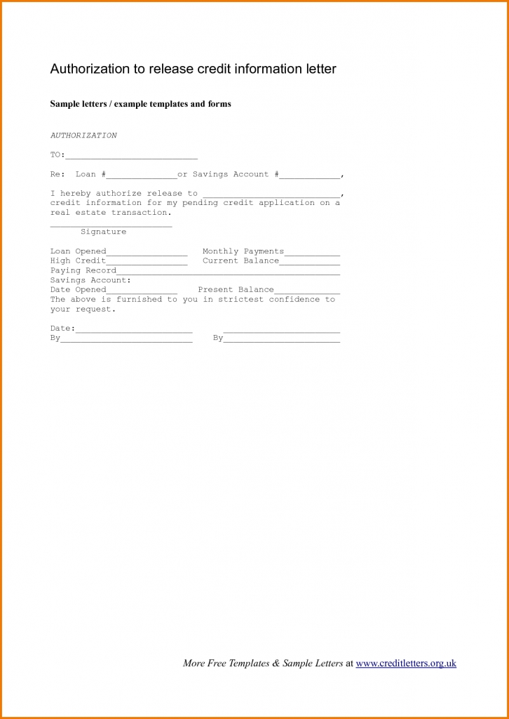 Authorization To Release Information Template
