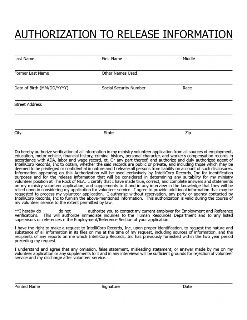 Background Check Authorization Form Doc – Planner Template Printable