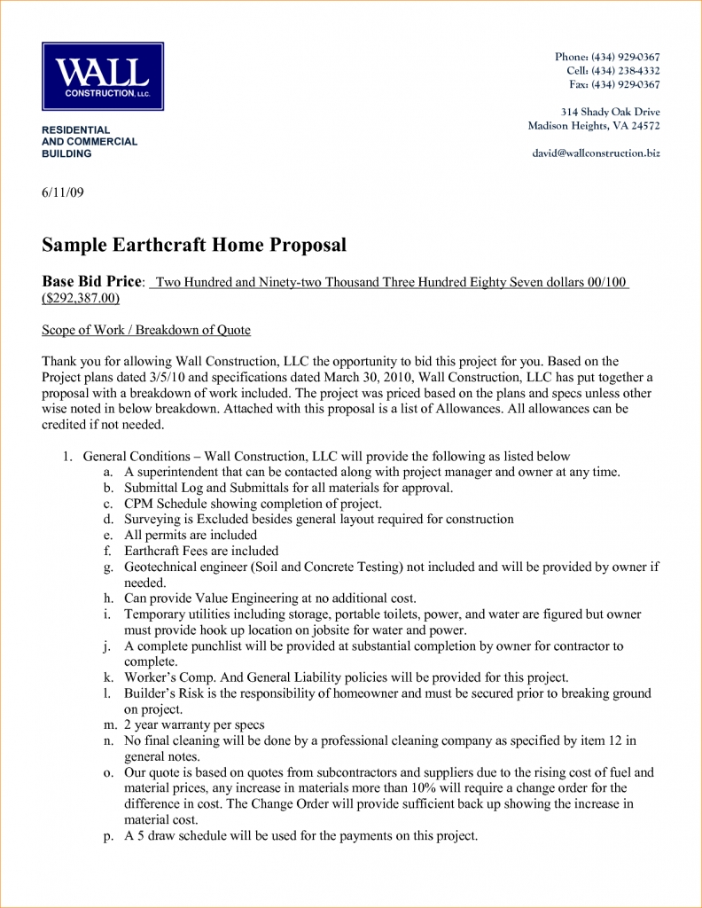 Construction Proposal Example - 31 Construction Proposal Template