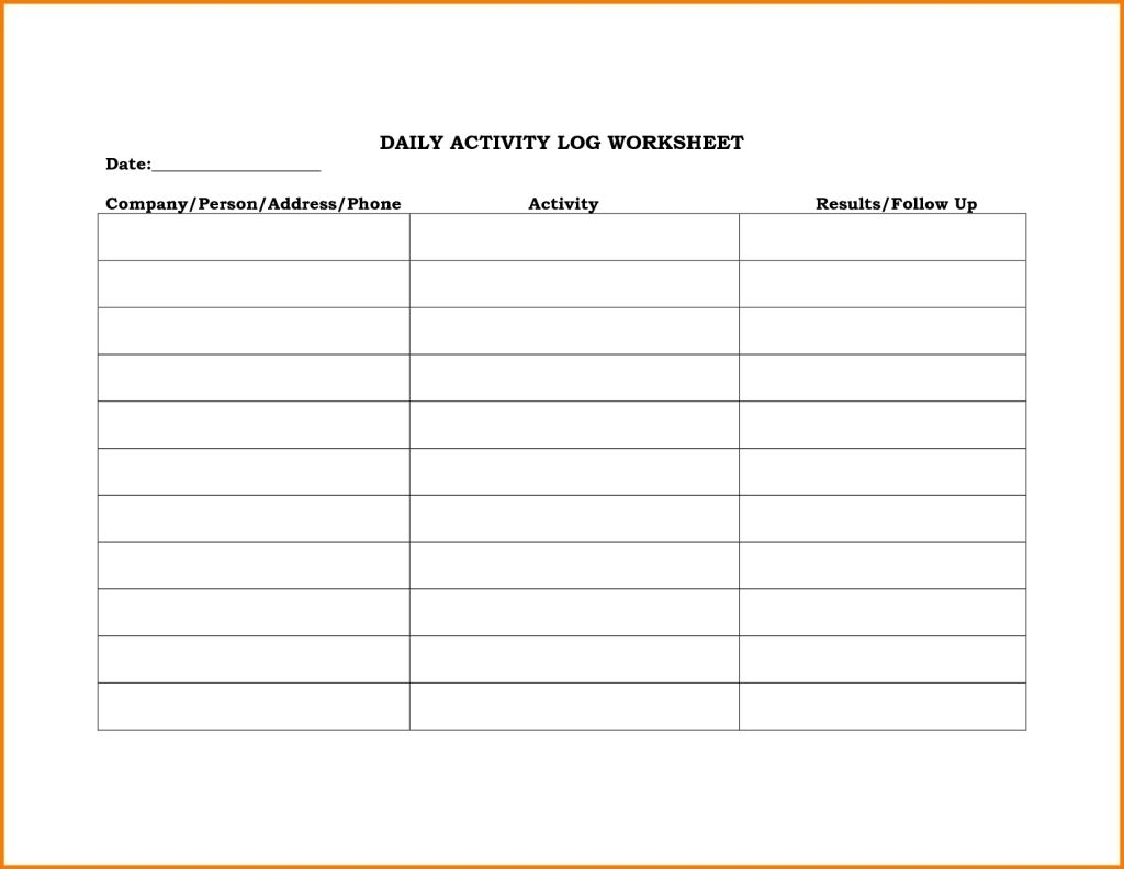 Daily Activity Log Template Excel