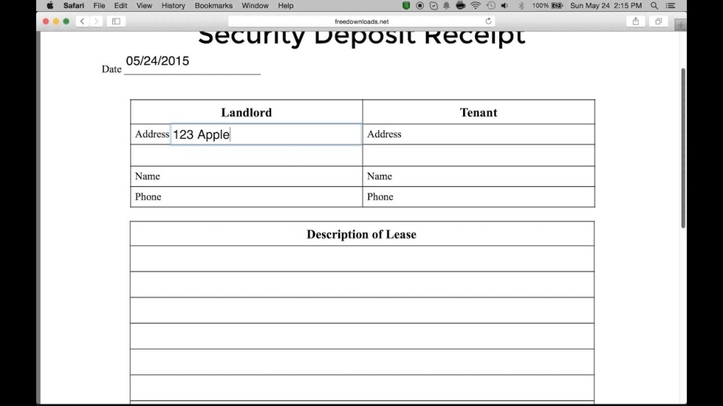 Download Security Deposit Receipt Template | Pdf | Rtf | Word