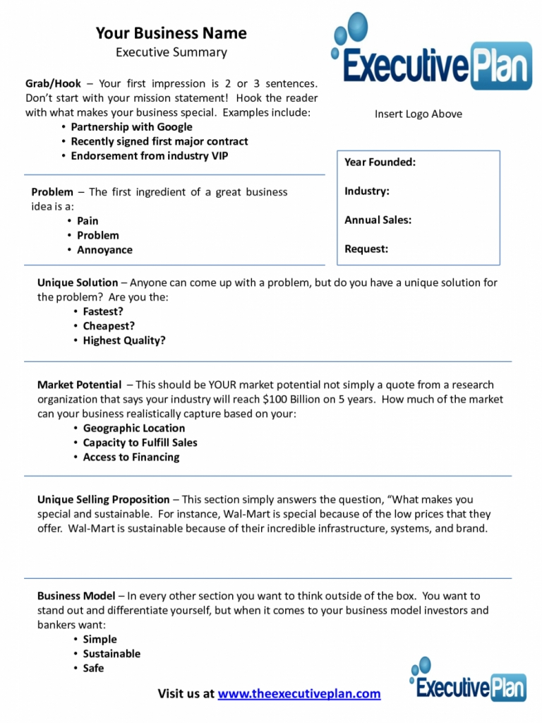 Free Examples Of An Executive Summary Executive Summary Template For