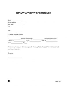 Free Notary Proof Of Residency Letter - Pdf | Word | Eforms – Free