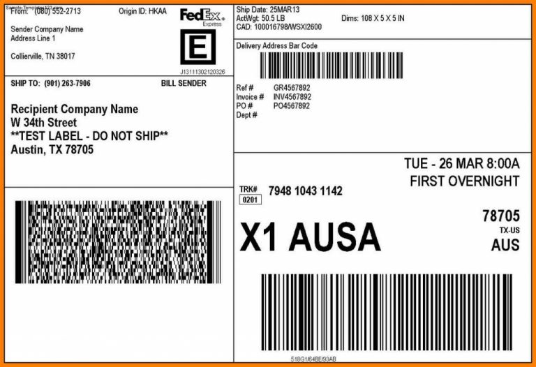 Usps Shipping Label Template Download