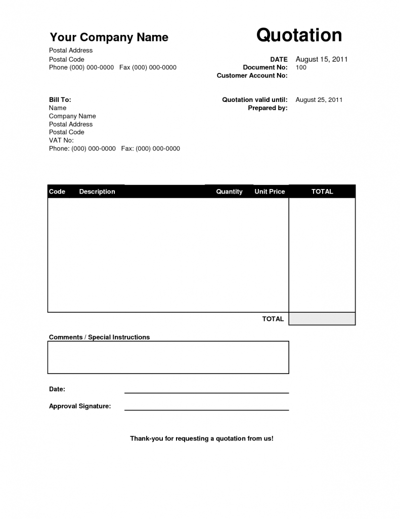 Free Quotation Template | Quotations | Invoice Template Word, Quote