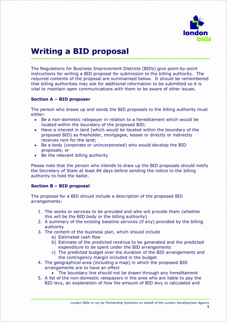 How To Write A Bid Proposal Template Lovely 5 Sample Bid Proposal