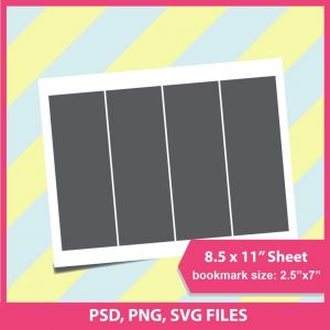 Instant Download, Bookmark Template, Microsoft Word Doc, Psd, Png And Svg,  Dxf, Formats, 8.5X11&quot; Sheet, Printable 061