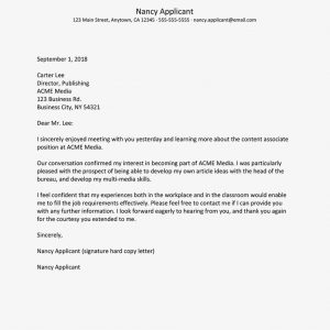 Job Interview Thank You Letter Sample