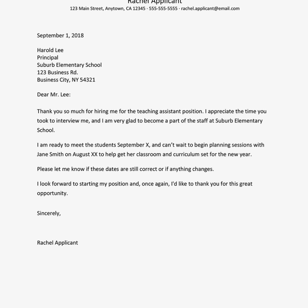 Job Offer Thank You Letter And Email Samples