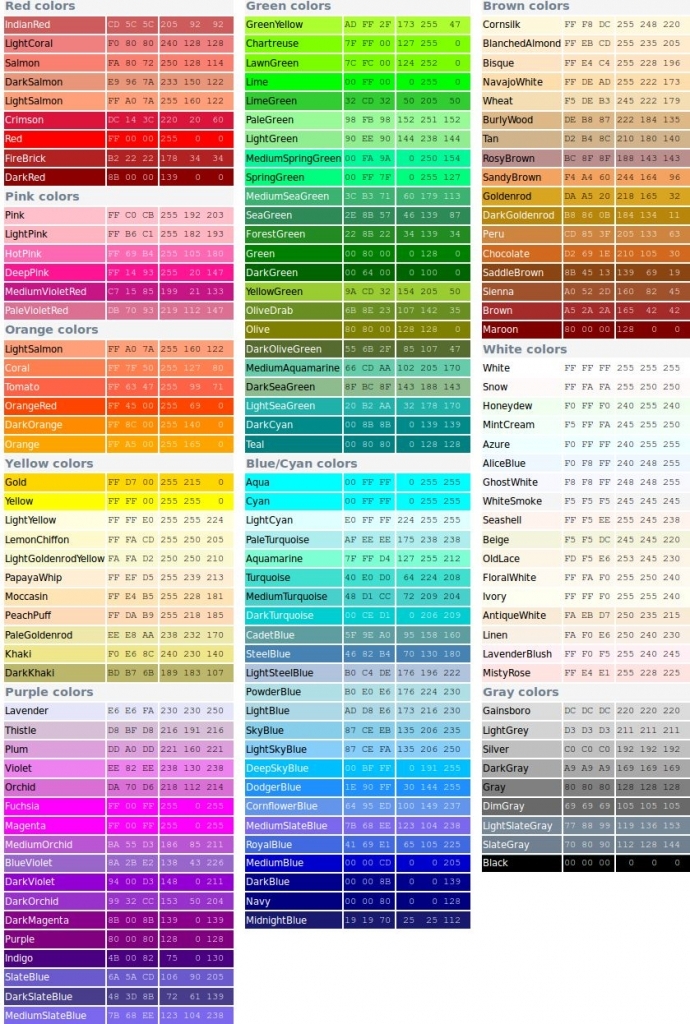 Html Color Code Chart | Template Business Format