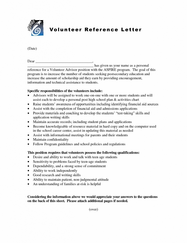 Recommendation Letter Volunteer