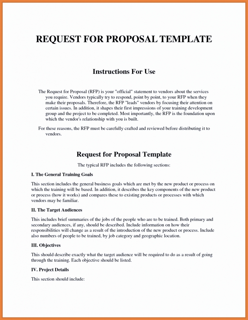 Sample Rfp Response Template Business Format