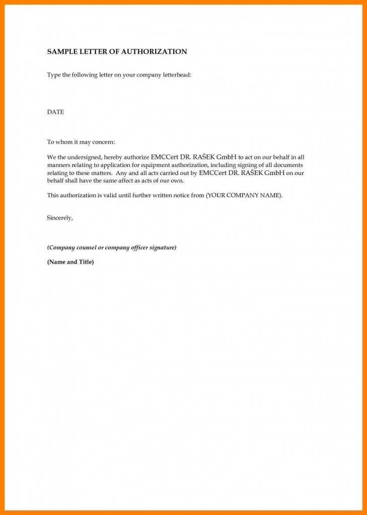 Authorization Letter Sample Claiming