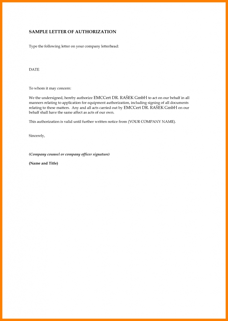 Sample Authorization Letter To Claim | Template Business Format