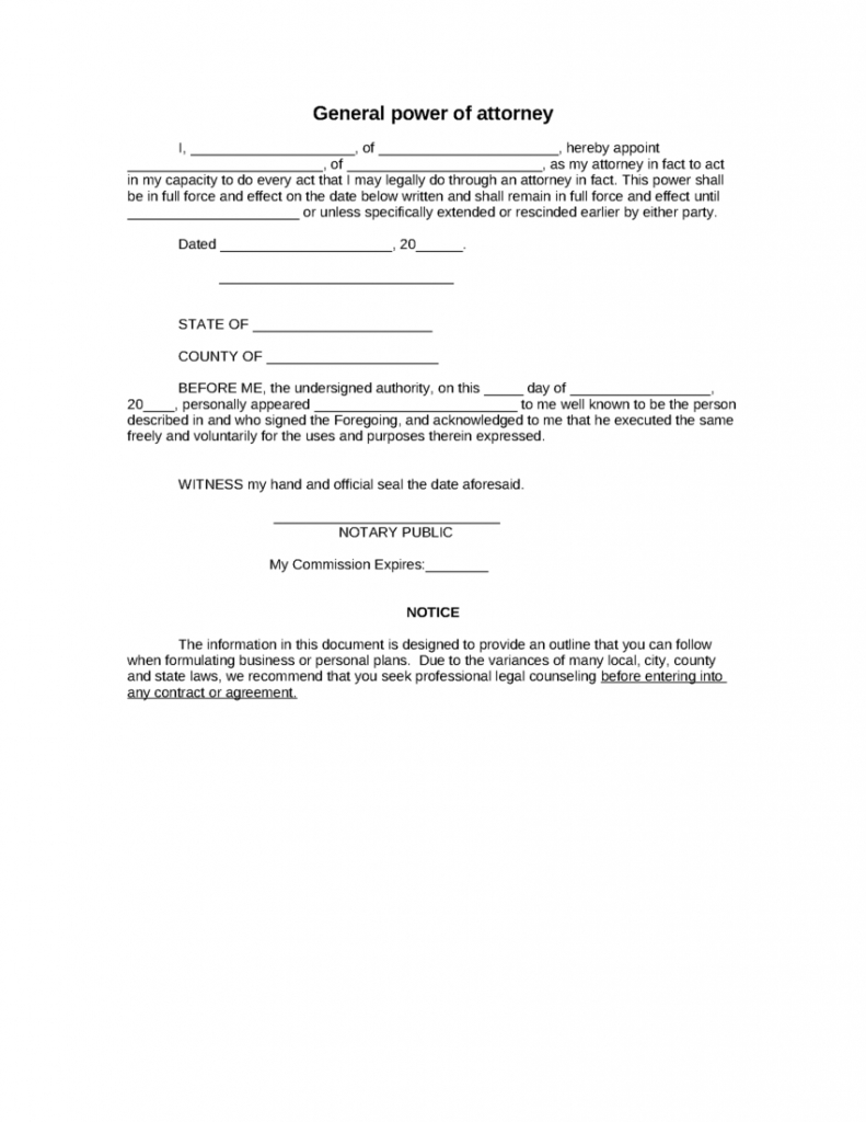 Sample General Power Of Attorney Form | 8Ws - Templates &amp;amp; Forms