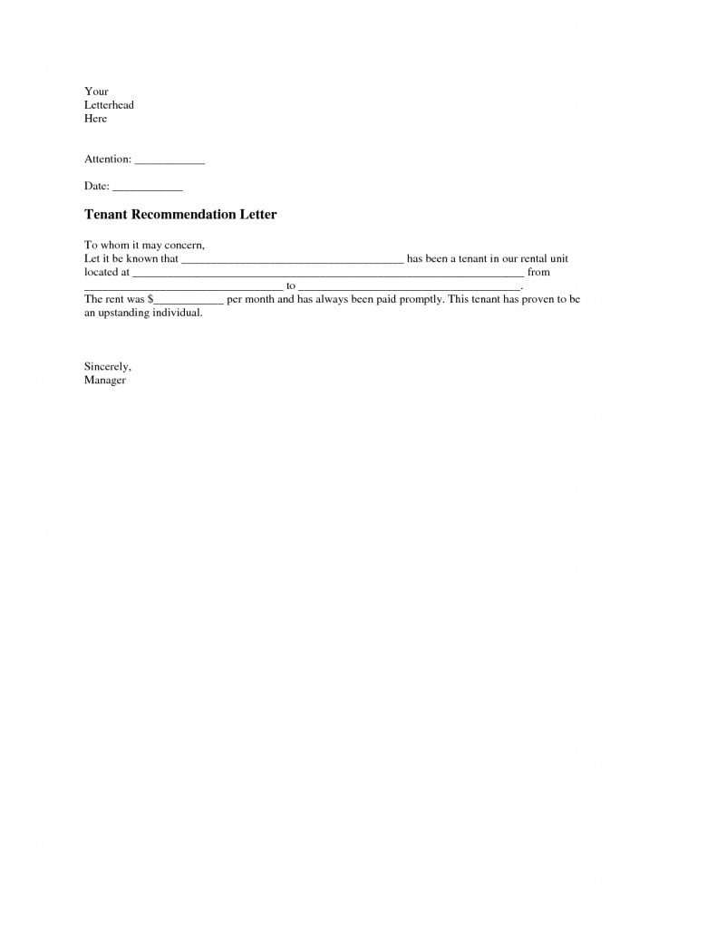 Tenant Recommendation Letter - A Tenant Recommendation Letter Is