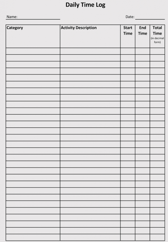 Time Log Sheets &amp;amp; Templates (For Excel, Word, Doc)