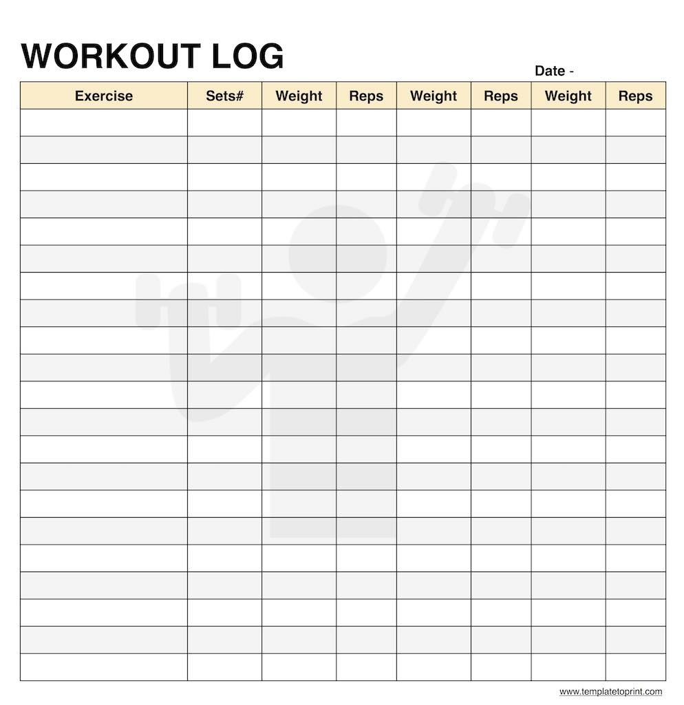 Workout Log Book Printable Template Pdf | Daily Workout Log Format