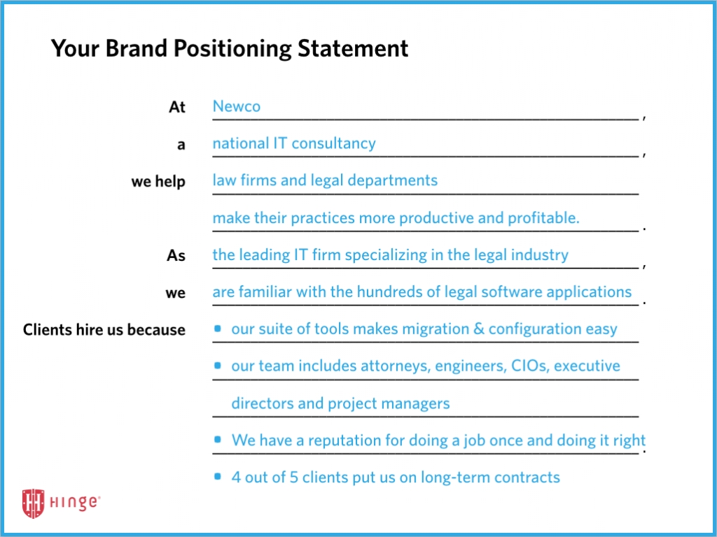 business and product position example in business plan
