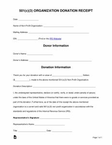 Free 501(C)(3) Donation Receipt Template - Sample - Pdf