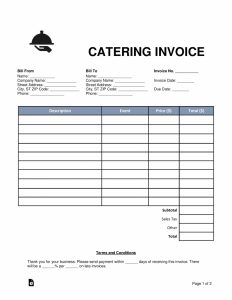 Free Catering Invoice Template - Word | Pdf | Eforms – Free