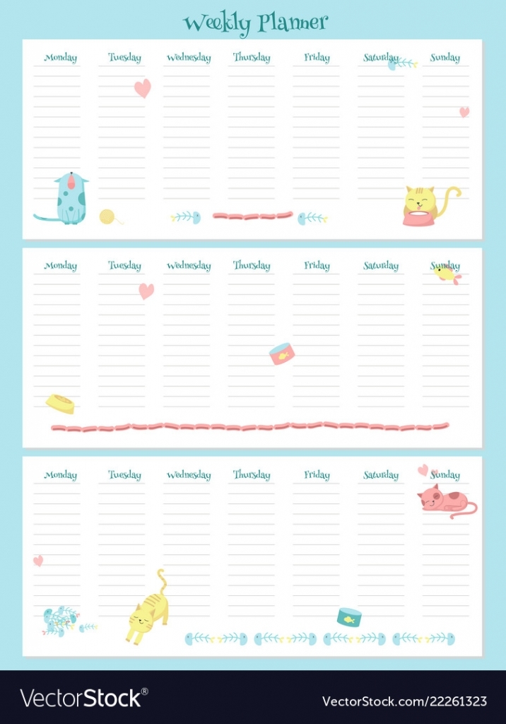 Weekly Planner Template With Cute Cats