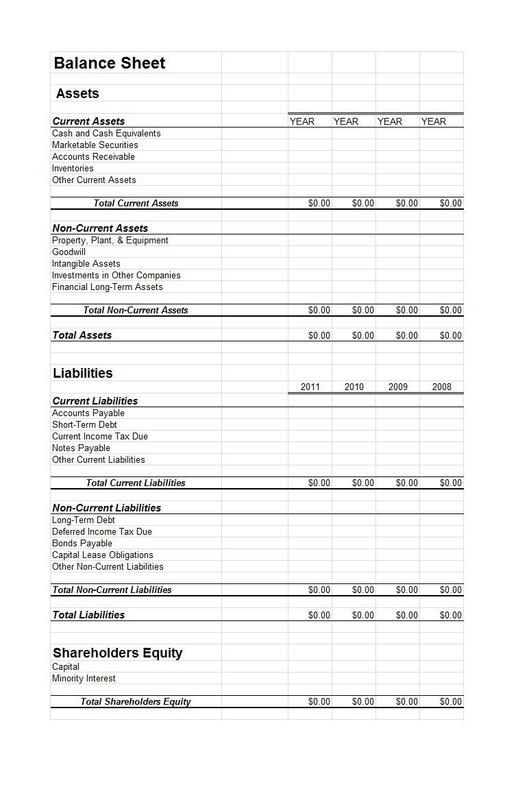 Assets And Liabilities Worksheet